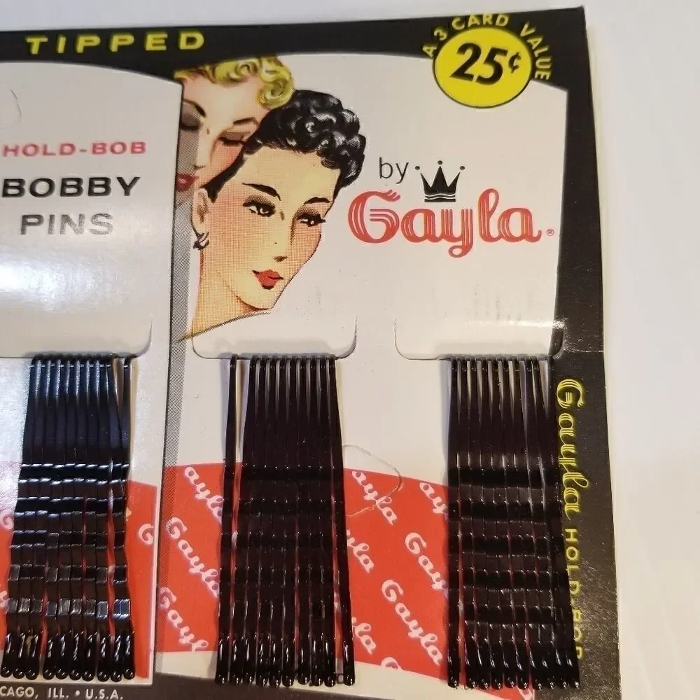 Vintage 1950s Gayla Bobby Pins 60 Black